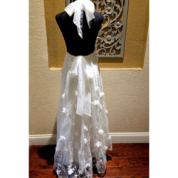 Selfie Leslie XS Tulle Midi Bow Back Romantic ALine Cocktail Wedding Guest Dress - Picture 8 of 16